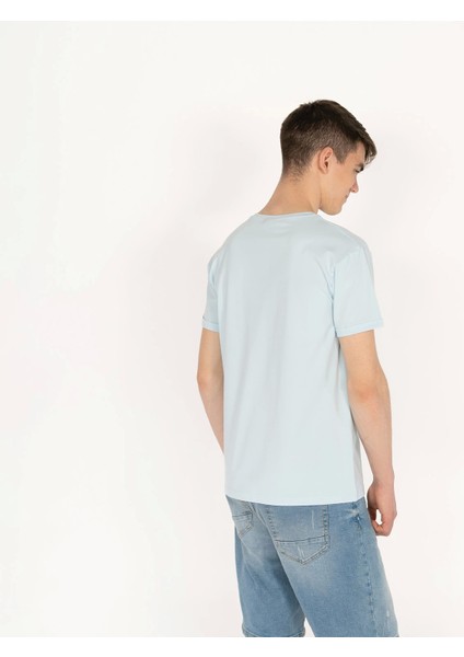 Slimfit Future Baskılı Açık Mavi Erkek T-Shirt