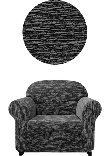 Jakarli Tek Kişilik Koltuk Örtüsü, Berjer Kılıfı Çubuk Desen(1 Adet)