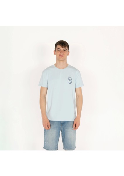 Slimfit Future Baskılı Açık Mavi Erkek T-Shirt modelleri