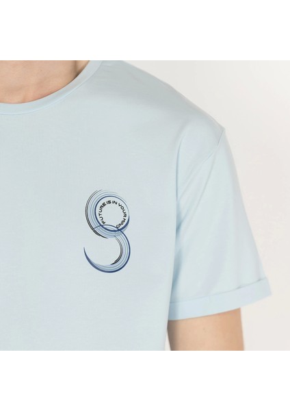 Slimfit Future Baskılı Açık Mavi Erkek T-Shirt indirimleri