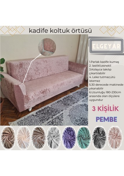 Kadife Koltuk, Kanepe, Çekyat Örtüsü , Koltuk Kılıfı( 3 Kişilik)