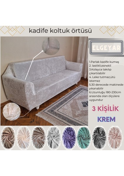 Kadife Koltuk, Kanepe, Çekyat Örtüsü , Koltuk Kılıfı( 3 Kişilik)