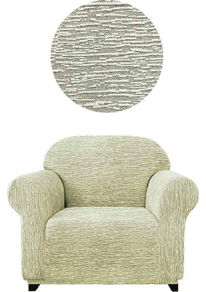 Jakarli Tek Kişilik Koltuk Örtüsü, Berjer Kılıfı Çubuk Desen(1 Adet)