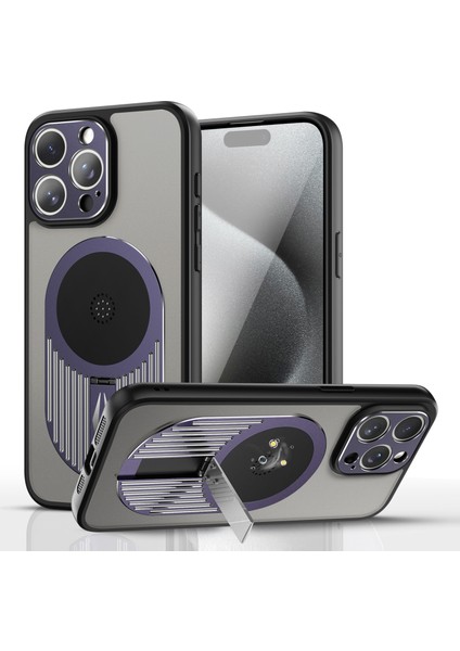 iPhone 13 Pro Max Için Kılıf Grafen Isı Dağılımı Kickstand Telefon Kılıfı Aromaterapi Tabletli-Mor (Yurt Dışından)