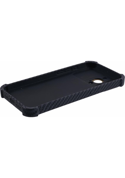 iPhone 14 Pro Max Için Tpu+Silikon Karbon Fiber Dokulu Kılıf Büyük Pencereli Telefon Kapağı-Siyah (Yurt Dışından) modelleri