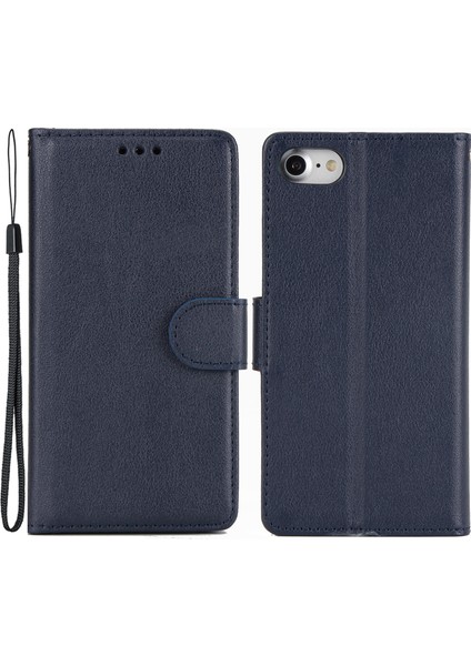 iPhone 7/8 Kılıf Pu Deri 3 Kart Yuvalı Stand Telefon Kapağı-Mavi (Yurt Dışından)
