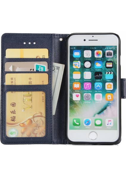 iPhone 7/8 Kılıf Pu Deri 3 Kart Yuvalı Stand Telefon Kapağı-Mavi (Yurt Dışından) fiyatları