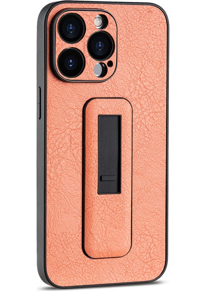 iPhone 13 Pro Max Için Kılıf Pc+Pu Deri Telefon Kılıfı, Itme-Çekme Çubuğu-Floresan Turuncu (Yurt Dışından)