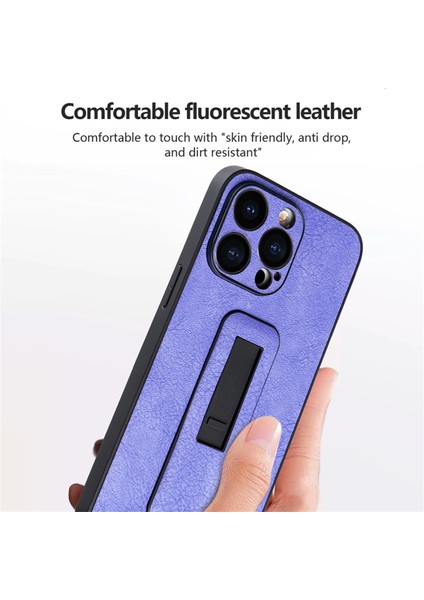 iPhone 13 Pro Max Için Kılıf Pc+Pu Deri Telefon Kılıfı, Itme-Çekme Çubuğu-Floresan Turuncu (Yurt Dışından)