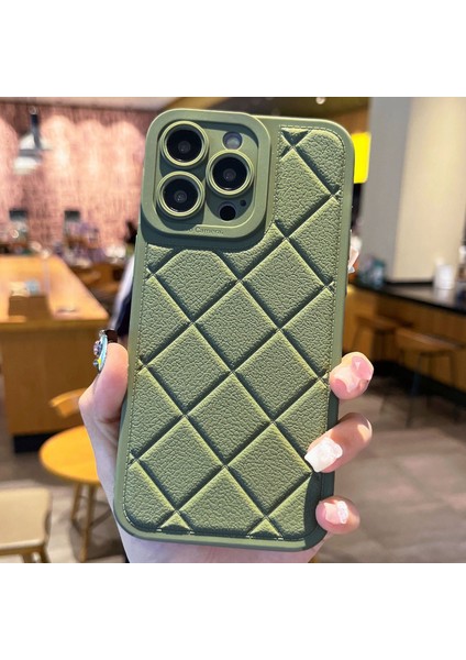 iPhone 13 Pro Kılıf Eşkenar Dörtgen Desenli Tpu Düşmeye Karşı Koruyucu Telefon Kapağı-Yeşil (Yurt Dışından)