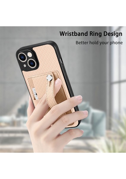 iPhone 14 Için Kılıf Kart Tutucu Karbon Fiber Doku Pu+Tpu+Pc Darbeye Dayanıklı Telefon Kapağı-Kahverengi (Yurt Dışından) fiyatları