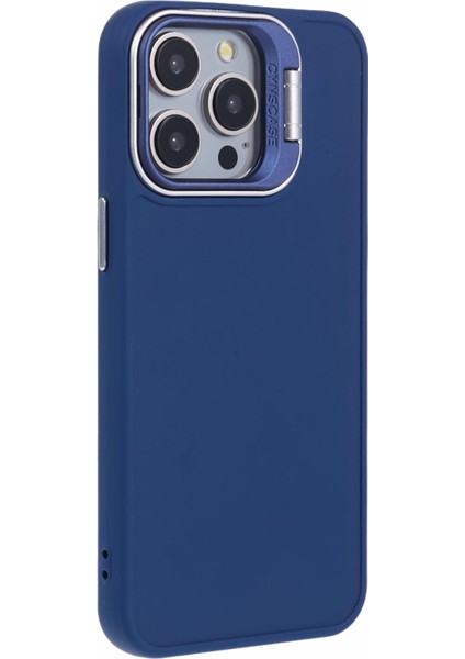 iPhone 15 Pro Için Darbeye Dayanıklı Kılıf Lens Çerçevesi Kickstand Silikon Telefon Kapağı-Safir (Yurt Dışından)