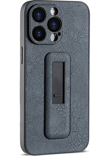 iPhone 13 Pro Için 6.1 Inç Kılıf Pc+Pu Deri Telefon Kılıfı, Gizli Itme-Çekme Çubuğu-Floresan Siyah (Yurt Dışından)