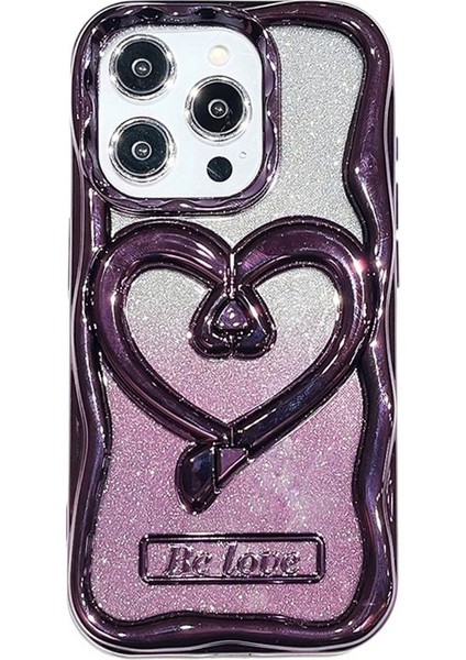 iPhone 12 Pro Max Için 6.7 Inç Tpu Kılıf Elektroliz Kaplama Şeffaf Telefon Kickstand Kapağı, Parıltılı Kağıt-Mor (Yurt Dışından)