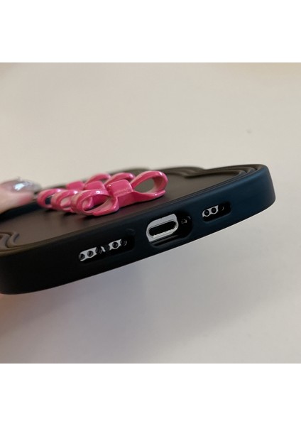 iPhone 13 Pro Için 6.1 Inç Tpu Telefon Kılıfı Dalgalı Kenar Ilmek Dekor Koruyucu Kapak-Siyah (Yurt Dışından)