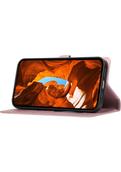 iPhone 14 Pro Max Için R20 Kılıf Ekleme Baskılı Eşkenar Dörtgen Çizilmez Deri Telefon Kapağı-Gül Altın (Yurt Dışından) modelleri