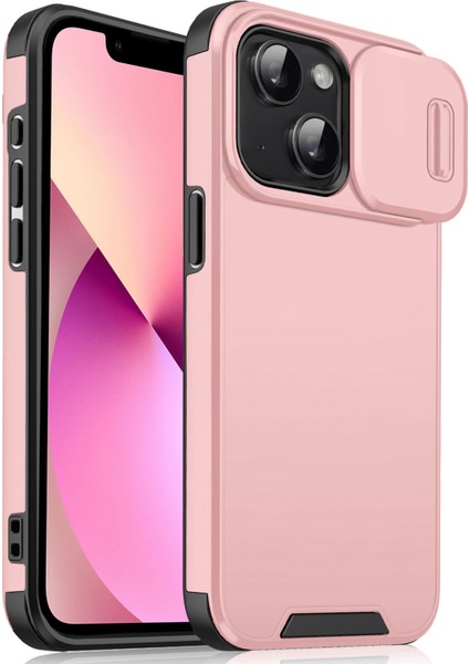 iPhone 13 Mini Için 5.4 Inç Cep Telefonu Kılıfı Pc+Tpu Kabuk, Slaytlı Kamera Kapağı-Pembe (Yurt Dışından)