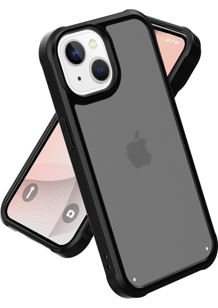 iPhone 15 Plus Kılıf Için Tpu+Pc Telefon Kapağı Mat Kaplama Kaymaz-Siyah (Yurt Dışından)