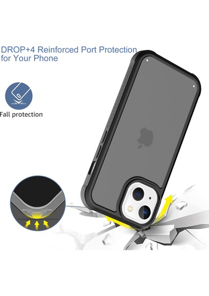 iPhone 15 Plus Kılıf Için Tpu+Pc Telefon Kapağı Mat Kaplama Kaymaz-Siyah (Yurt Dışından)