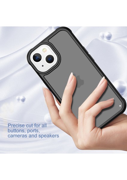 iPhone 15 Plus Kılıf Için Tpu+Pc Telefon Kapağı Mat Kaplama Kaymaz-Siyah (Yurt Dışından)
