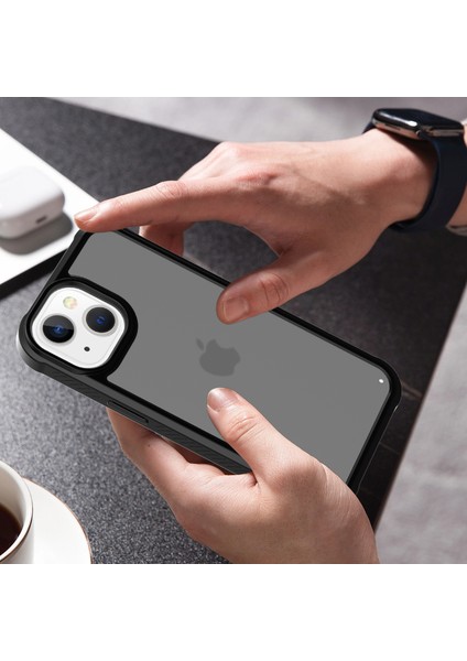 iPhone 15 Plus Kılıf Için Tpu+Pc Telefon Kapağı Mat Kaplama Kaymaz-Siyah (Yurt Dışından)
