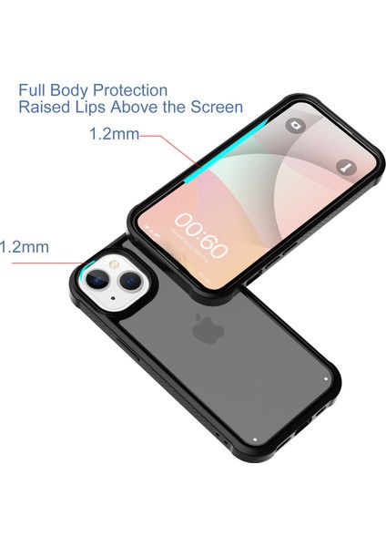 iPhone 15 Plus Kılıf Için Tpu+Pc Telefon Kapağı Mat Kaplama Kaymaz-Siyah (Yurt Dışından)