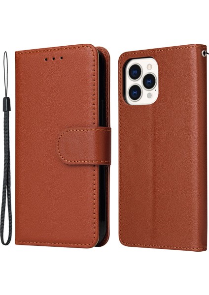 iPhone 11 Pro Max Için Kılıf Manyetik Pu Deri Standlı Flip Telefon Kapağı-Kahverengi (Yurt Dışından)