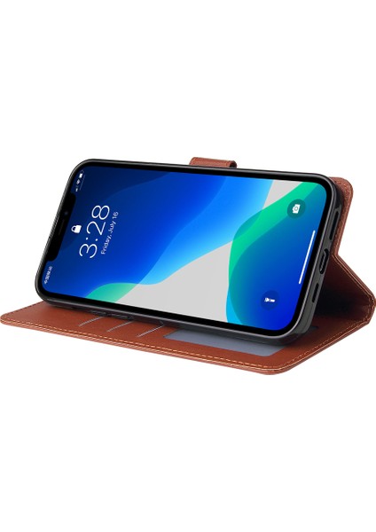 iPhone 11 Pro Max Için Kılıf Manyetik Pu Deri Standlı Flip Telefon Kapağı-Kahverengi (Yurt Dışından)