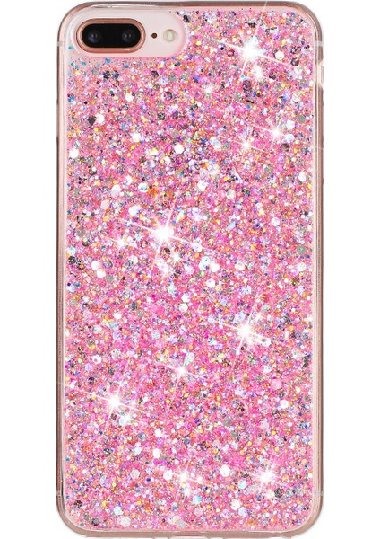 iPhone 6 Plus Için 5.5 Inç Işıltılı Toz Dekor Telefon Kapağı Epoksi Tpu Telefon Kılıfı-Pembe (Yurt Dışından)