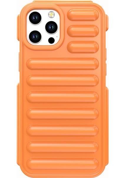 Kapsül Serisi iPhone 12 Pro Kılıf Nervürlü Koruyucu Yumuşak Tpu Telefon Kapağı-Turuncu (Yurt Dışından)