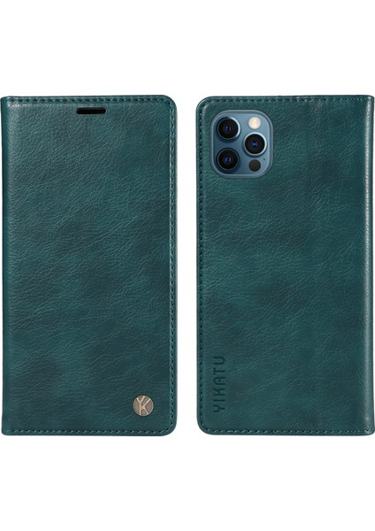 iPhone 13 Pro Max Için Cüzdan Kılıf Mıknatıslı Kapaklı Deri Telefon Kılıfı-Mavi (Yurt Dışından)