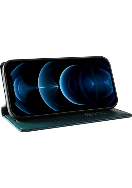 iPhone 13 Pro Max Için Cüzdan Kılıf Mıknatıslı Kapaklı Deri Telefon Kılıfı-Mavi (Yurt Dışından)