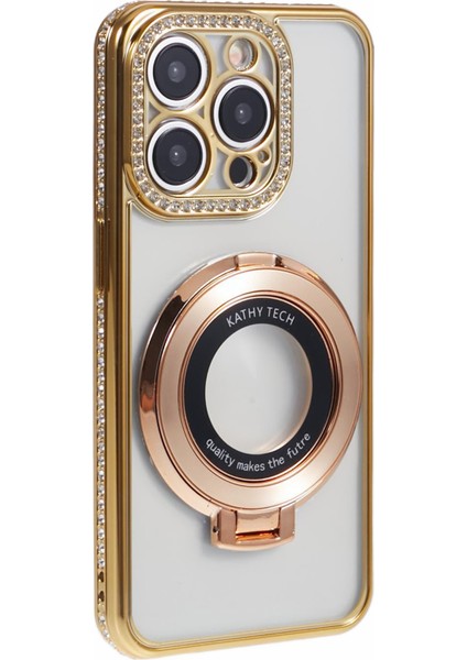 iPhone 12 Pro Için Kılıf Rhinestones Dekor Yüzük Kickstand Tpu Telefon Kapağı-Altın (Yurt Dışından) fiyatları