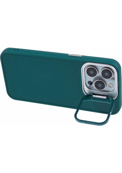 iPhone 12 Pro Max Için Kılıf Lens Çerçevesi Kickstand Silikon Telefon Arka Kapak-Ordu Yeşili (Yurt Dışından)
