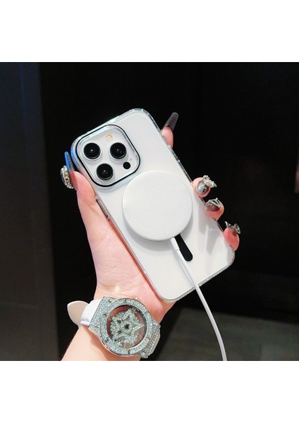 iPhone 15 Pro Kılıf Için Magsafe Tpu+Pc ile Uyumlu Çizilmez Şeffaf Arka Telefon Kapağı-Safir (Yurt Dışından) modelleri