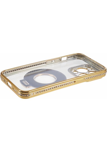 iPhone 12 Pro Için Kılıf Rhinestones Dekor Yüzük Kickstand Tpu Telefon Kapağı-Altın (Yurt Dışından) indirimleri