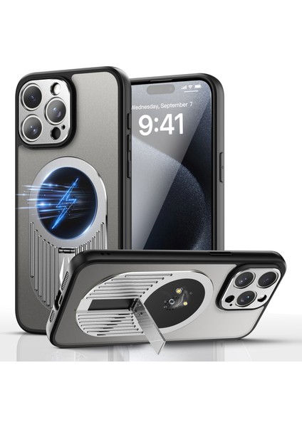 iPhone 15 Pro Max Kickstand Kılıf Grafen Isı Dağılımı Telefon Kapağı Aromaterapi Tablet-Gümüş (Yurt Dışından)