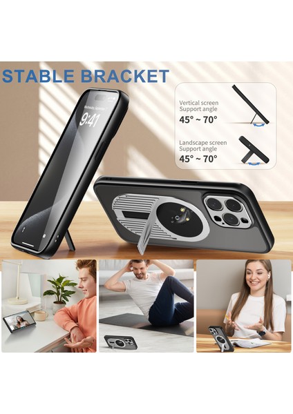 iPhone 15 Pro Max Kickstand Kılıf Grafen Isı Dağılımı Telefon Kapağı Aromaterapi Tablet-Gümüş (Yurt Dışından)