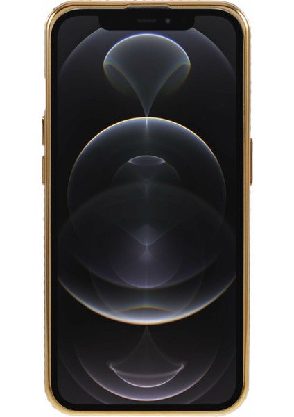 iPhone 12 Pro Için Kılıf Yapay Elmas Dekor Yüzük Kickstand Degrade Tpu Kapak-Altın (Yurt Dışından)