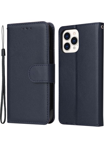 iPhone 11 Pro Max Için Kılıf Manyetik Pu Deri Standlı Flip Telefon Kapağı-Mavi (Yurt Dışından)