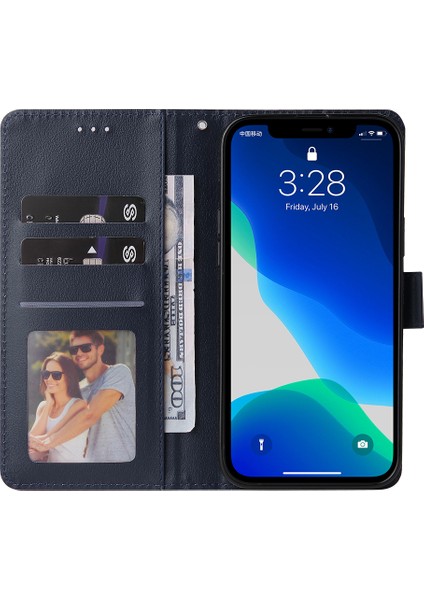 iPhone 11 Pro Max Için Kılıf Manyetik Pu Deri Standlı Flip Telefon Kapağı-Mavi (Yurt Dışından)