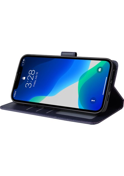 iPhone 11 Pro Max Için Kılıf Manyetik Pu Deri Standlı Flip Telefon Kapağı-Mavi (Yurt Dışından)