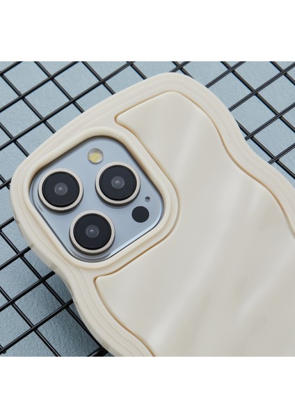 iPhone 12 Pro Max Kılıf Wave Frame Tpu+Pc Hibrit Telefon Kılıfı-Beyaz (Yurt Dışından)