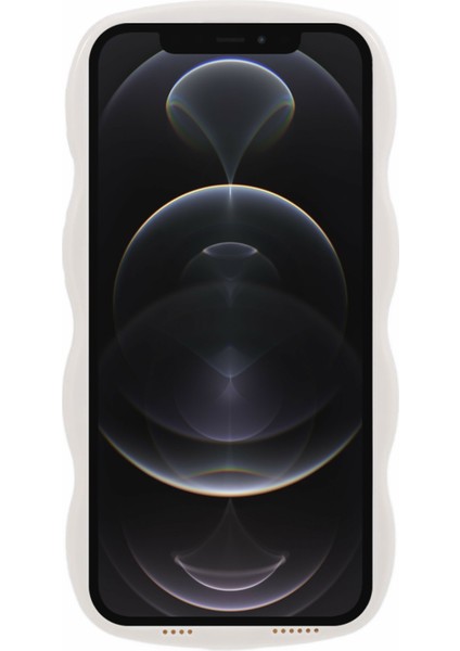 iPhone 12 Pro Max Kılıf Wave Frame Tpu+Pc Hibrit Telefon Kılıfı-Beyaz (Yurt Dışından)