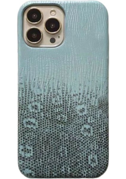 iPhone 14 Pro Telefon Kılıfı Için Degrade Renkli Pu Deri+Pc Düşmeyi Önleyici Telefon Kılıfı-Gök Mavisi (Yurt Dışından)