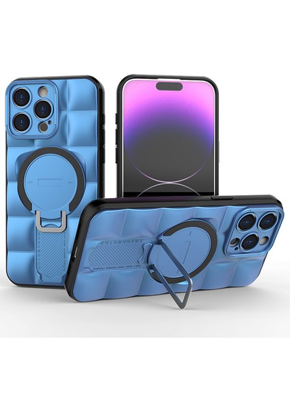 iPhone 15 Pro Max Kılıf Magsafe Tpu+Pc ile Uyumlu Koruyucu Telefon Kılıfı-Mavi (Yurt Dışından)