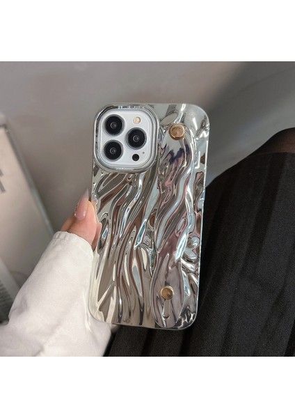 iPhone 15 Pro Max Için Kılıf Buruşuk Tpu Galvanik Telefon Kılıfı - Bileklik-Gümüş (Yurt Dışından) fırsatları
