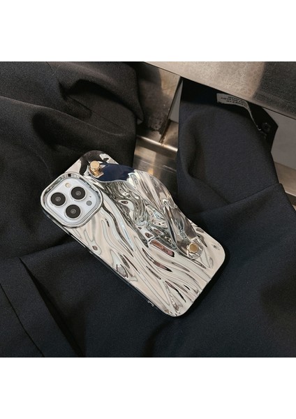 iPhone 15 Pro Max Için Kılıf Buruşuk Tpu Galvanik Telefon Kılıfı - Bileklik-Gümüş (Yurt Dışından) indirimleri