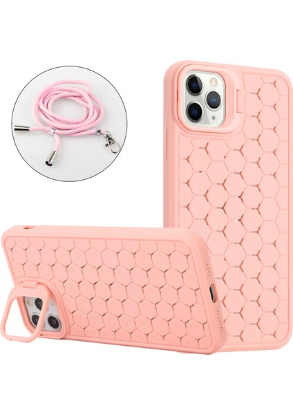 iPhone 11 Pro Için Kılıf Tpu Lens Çerçevesi Korumalı Telefon Kılıfı, Asma Askılı-Pembe (Yurt Dışından)