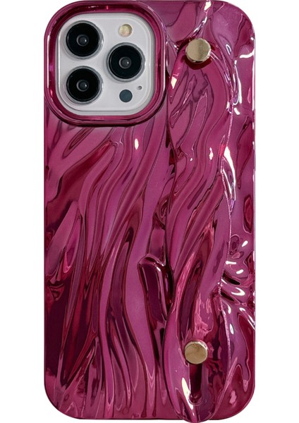iPhone 15 Pro Max Kılıfı Buruşuk Tpu Galvanik Telefon Kılıfı - Bileklik-Gül (Yurt Dışından)